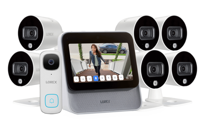 Lorex Smart Home Security Center with 6 Outdoor Wi-Fi Cameras, 2K Video Doorbell and 3 Sensors