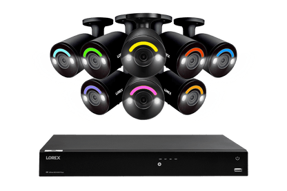 Lorex Fusion 4K 16 Camera Capable (16 Wired or Wi-Fi) 4TB Wired NVR System with Bullet AI PoE Cameras Featuring Smart Security Lighting
