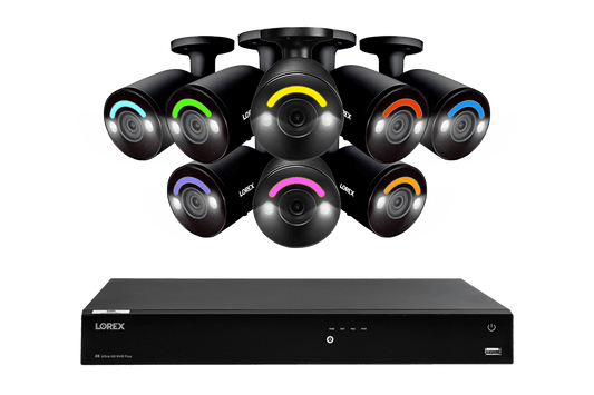 Lorex Fusion 4K 16 Camera Capable (16 Wired or Wi-Fi) 4TB Wired NVR System with Bullet AI PoE Cameras Featuring Smart Security Lighting