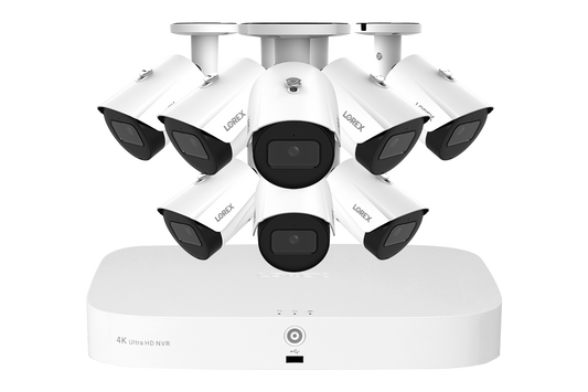 Lorex Fusion NVR with 8 A20 (Aurora Series) IP Bullet Cameras - 4K 16-Channel 2TB Wired System