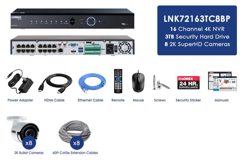 4K Ultra HD IP NVR system with eight 2K 4MP IP cameras