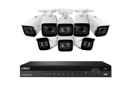 Lorex 4K (16 Camera Capable) 4TB Wired NVR System with 4 Nocturnal 3 Motorized Varifocal Lens Cameras and 4 IP Security Cameras