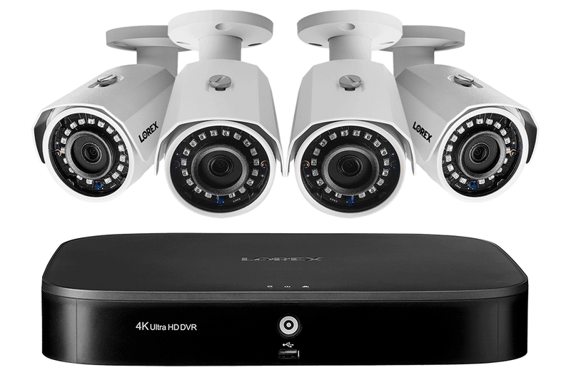 1080p Camera System with 8-Channel 4K DVR and Four 1080p HD Metal Outdoor Cameras, 150FT Night Vision