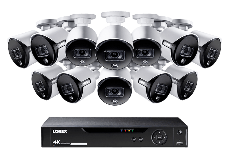 4K Ultra HD 16 Channel Security System with 12 Active Deterrence 4K (8MP) Cameras