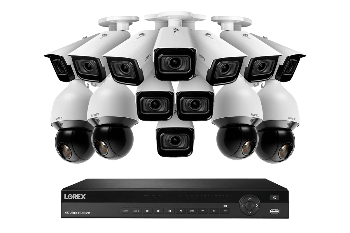 Lorex 4K 16-Channel 4TB Wired NVR System with 10 Nocturnal 3 Motorized Varifocal Smart Cameras and 4 PTZ Cameras