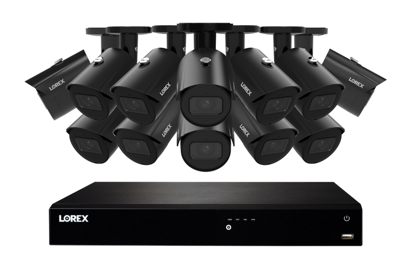 Lorex Fusion NVR with A20 (Aurora Series) IP Bullet Cameras - 4K 16-Channel 4TB Wired System - Black 12
