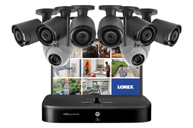 Security System with 6 Wireless Cameras, 2 Domes and Monitor