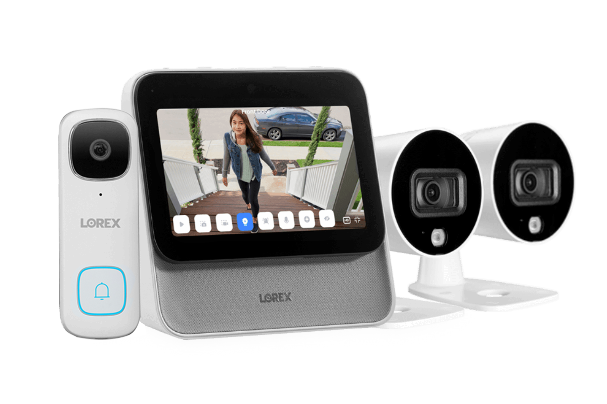 Lorex Smart Home Security Center with Two 1080p Outdoor Wi-Fi Cameras and 2K Video Doorbell