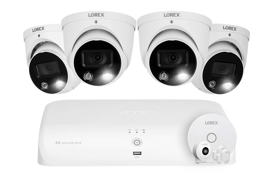 4K 8-channel 2TB Wired NVR System with 4 Smart Deterrence Cameras + Smart Sensor Kit