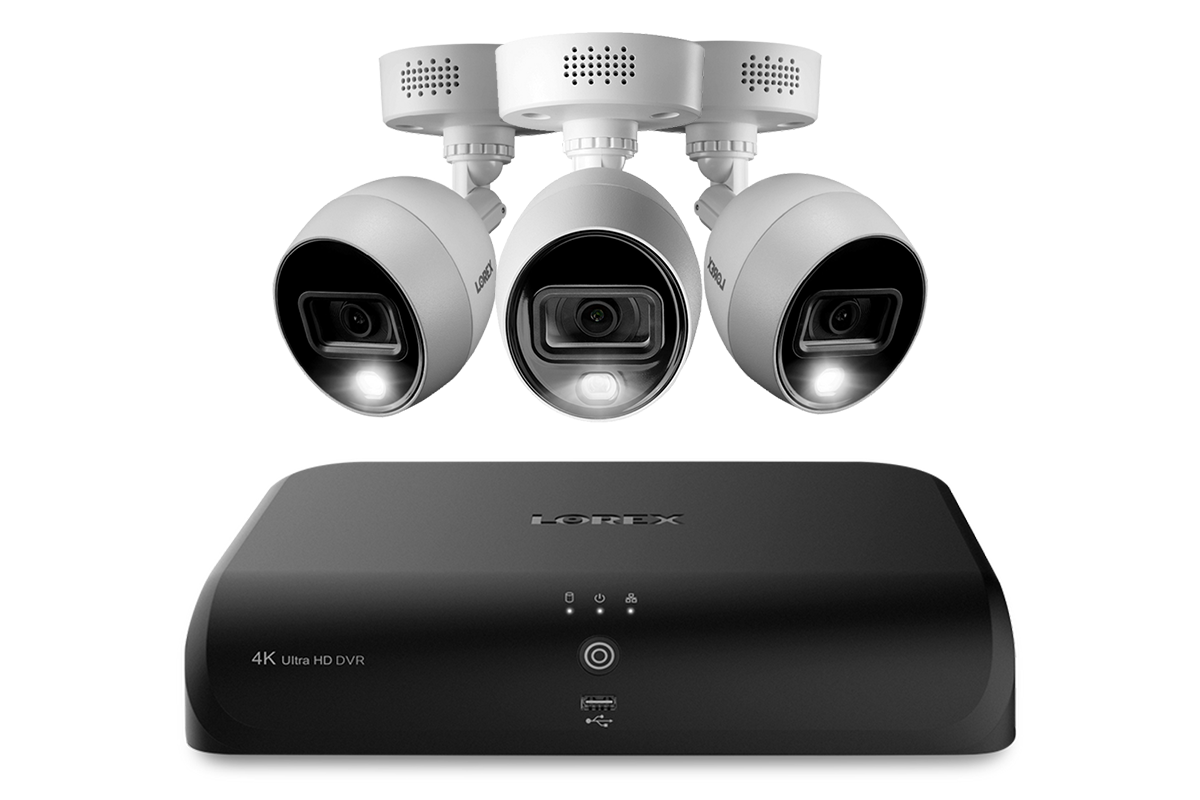 Lorex 4K 8-Channel 2TB DVR System with 3 Analog Active Deterrence Cameras