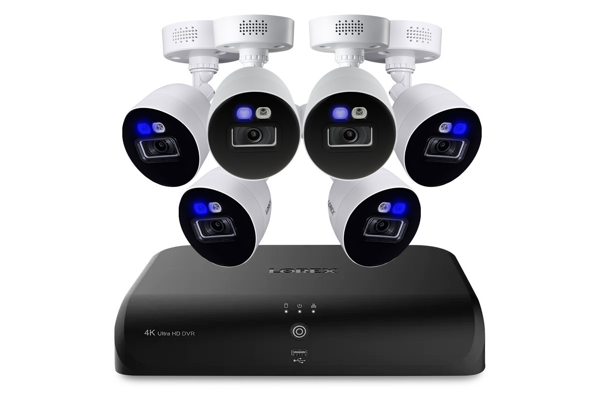 Lorex Fusion 4K 12-Channel 2TB Wired DVR System with 6 Smart Deterrence Cameras