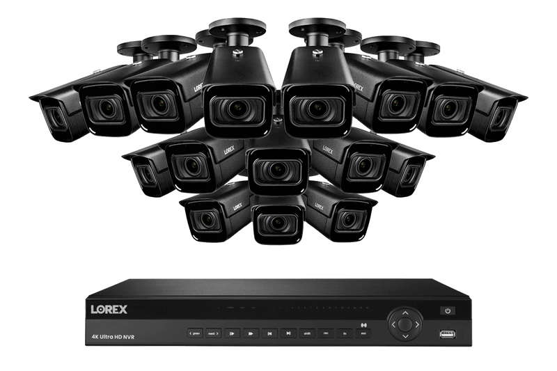 4K Nocturnal IP NVR System with 16-channel NVR and Sixteen 4K Smart IP Optical Zoom Security Cameras and Real-Time 30FPS Recording