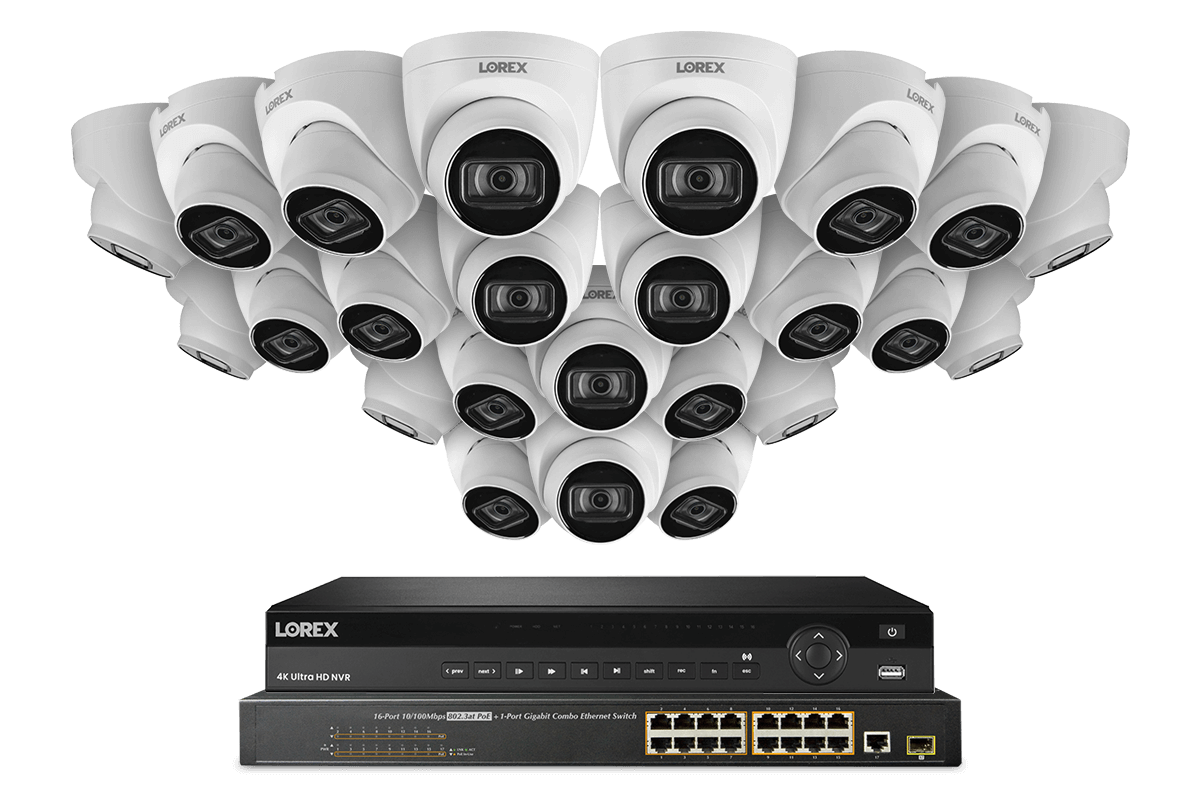 32-Channel NVR System with Twenty-Four 4K (8MP) IP Dome Cameras
