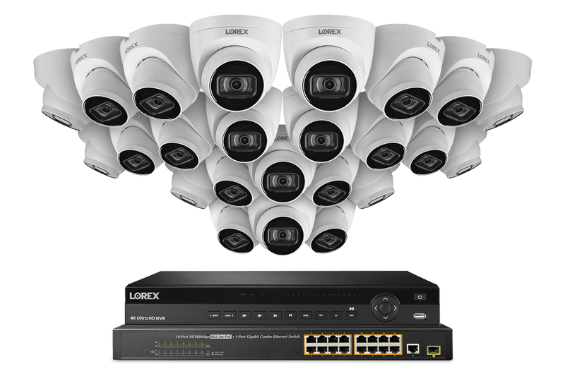 32-Channel NVR System with Twenty-Four 4K (8MP) IP Dome Cameras