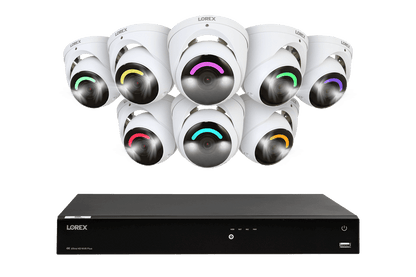 Lorex Fusion 4K 16 Camera Capable (16 Wired or Wi-Fi) 4TB Wired NVR System with Dome Camera Featuring Smart Security Lighting and 2-Way Audio