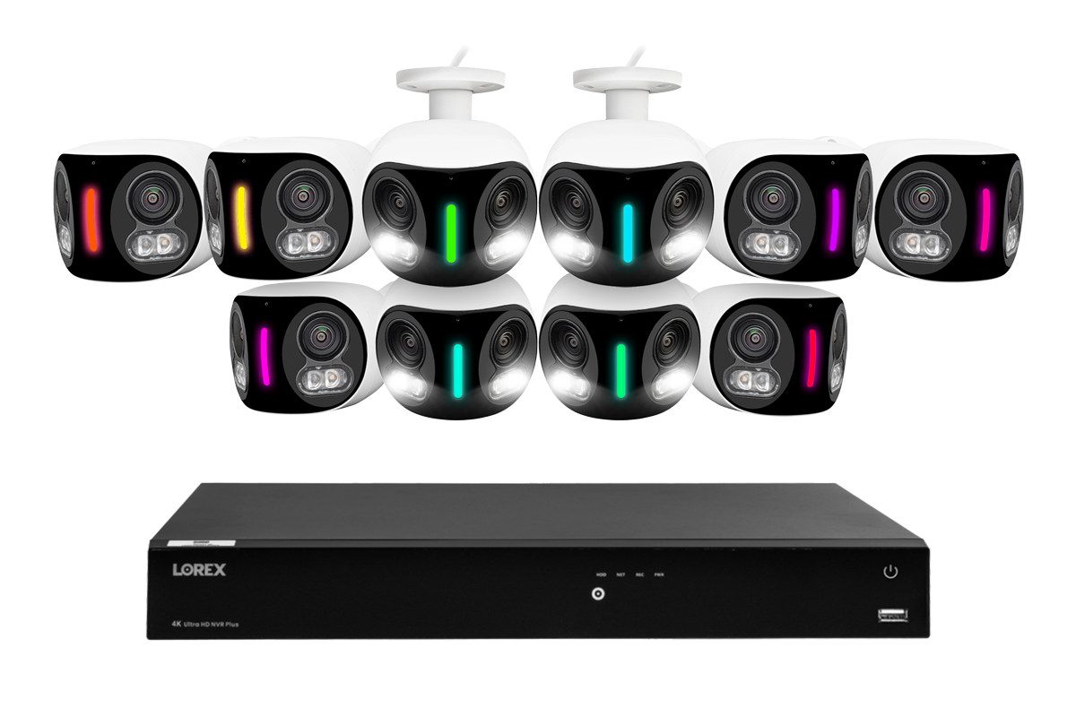 Lorex Fusion NVR with H20 (Halo Series) IP Dual Lens Cameras - 4K 16-Channel 4TB Wired System - White 10