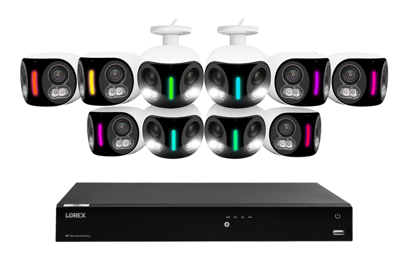 Lorex Fusion NVR with H20 (Halo Series) IP Dual Lens Cameras - 4K 16-Channel 4TB Wired System - White 10