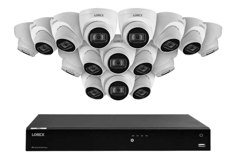 Lorex Fusion 4K (16 Camera Capable) 3TB Wired NVR System with IP Dome Cameras featuring Listen-In Audio - 16