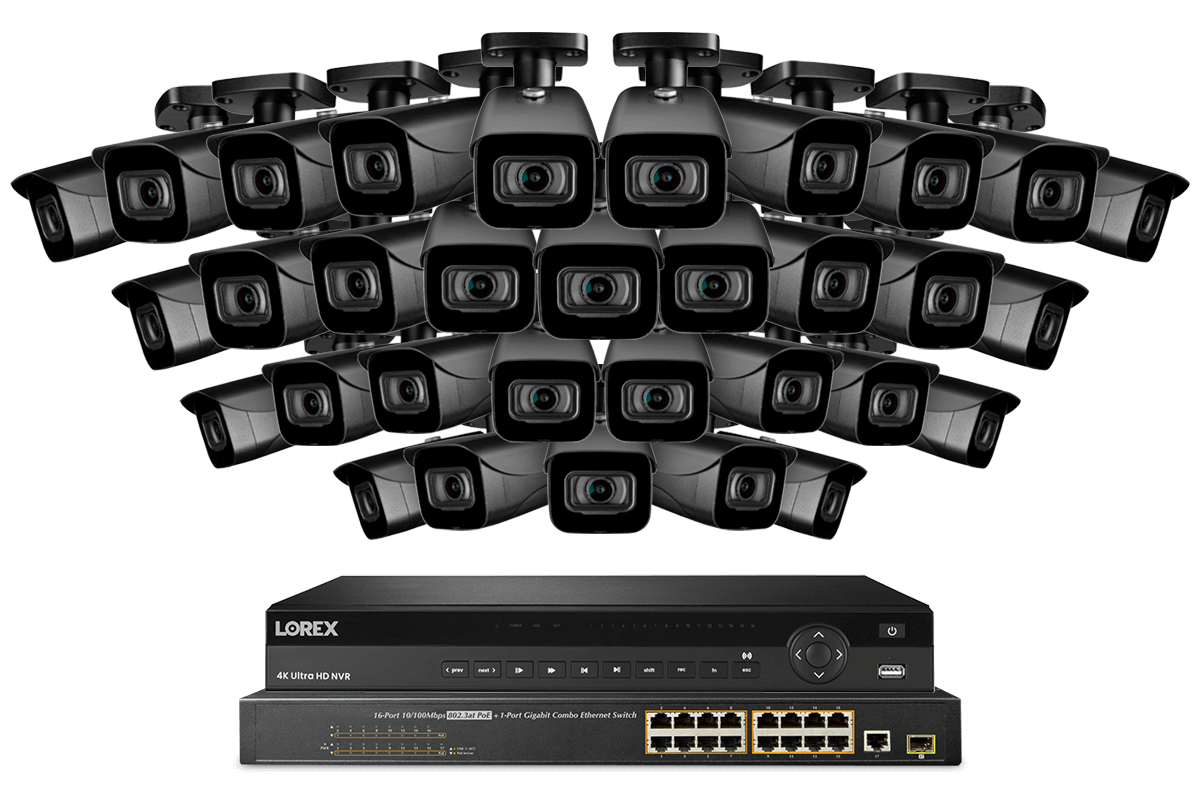 32-Channel NVR System with Thirty-Two 4K (8MP) IP Cameras