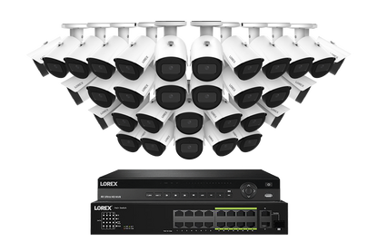 Lorex Pro Series 4K 32 Camera Capable Wired NVR System with 4MP (2K) A4 IP Bullet Cameras - White 32
