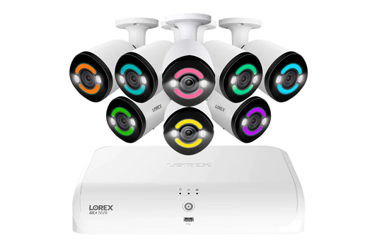Lorex 4K+ 12MP 16 Camera Capable (8 Wired + 8 Fusion Wi-Fi ) 2TB Wired NVR System with H30 Smart Security Lighting Bullet Cameras - 8