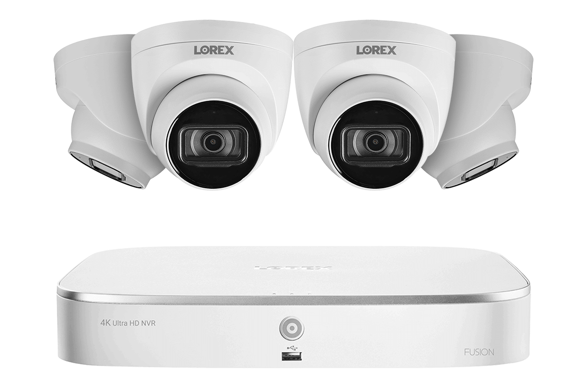 8-Channel Fusion NVR System with 4K (8MP) IP Dome Cameras with Listen-In Audio