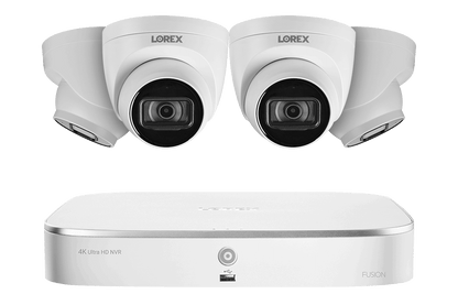 8-Channel Fusion NVR System with 4K (8MP) IP Dome Cameras with Listen-In Audio