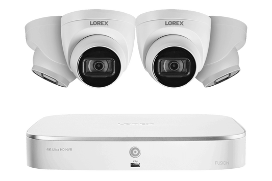 8-Channel Fusion NVR System with 4K (8MP) IP Dome Cameras with Listen-In Audio