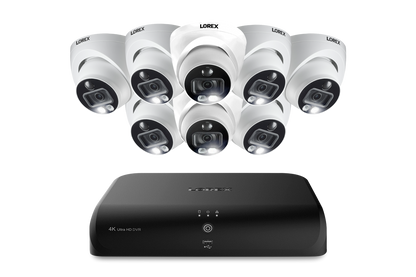 Lorex 4K 8-Channel Wired DVR System with 8 Active Deterrence Dome Security Camera