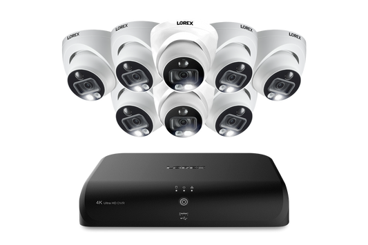 Lorex 4K 8-Channel Wired DVR System with 8 Active Deterrence Dome Security Camera
