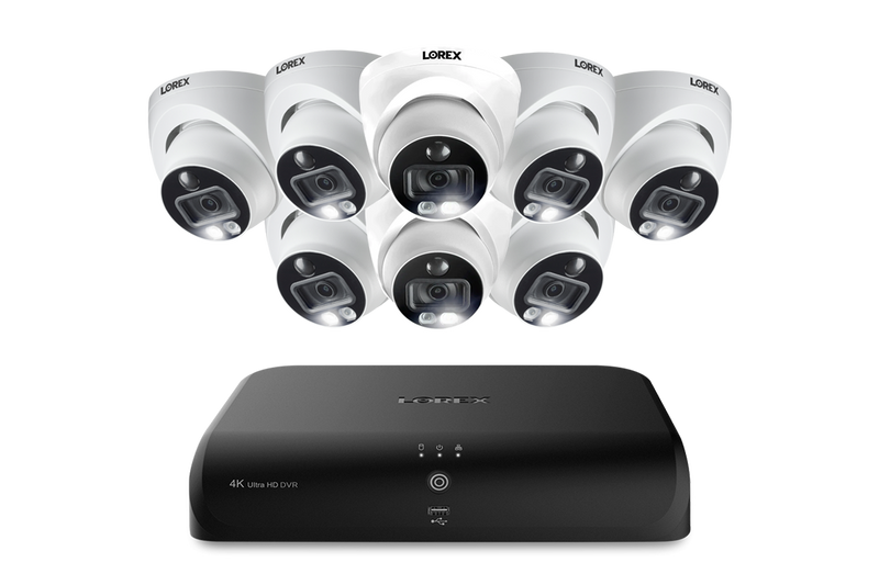 Lorex 4K 8-Channel Wired DVR System with 8 Active Deterrence Dome Security Camera