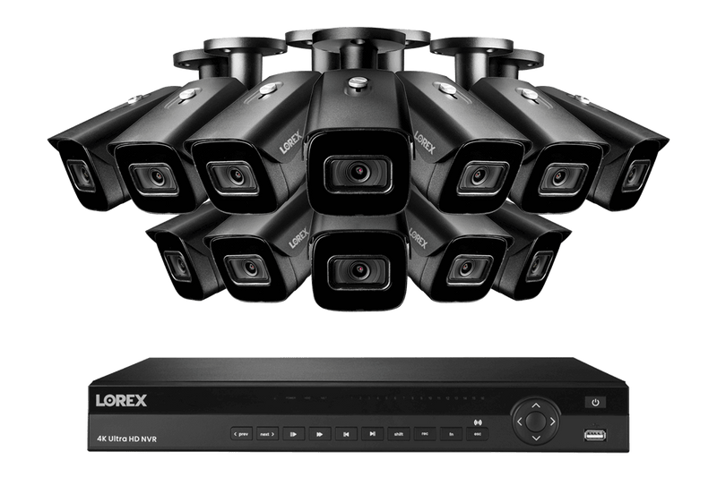 16-Channel Nocturnal NVR System with Twelve 4K (8MP) Smart IP Security Cameras with Real-Time 30FPS Recording and Listen-in Audio
