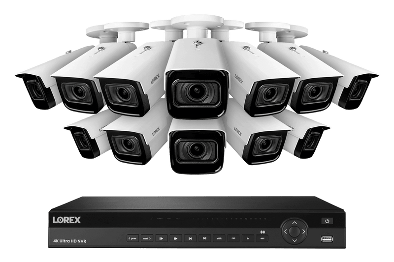 16-Channel Nocturnal NVR System with Twelve 4K (8MP) Smart IP Optical Zoom Security Cameras with Real-Time 30FPS Recording