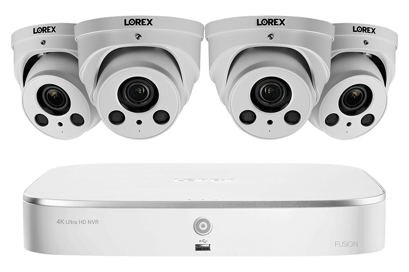 4K Nocturnal IP NVR System with Four 4K (8MP) Motorized Varifocal Zoom Lens Audio Dome Cameras