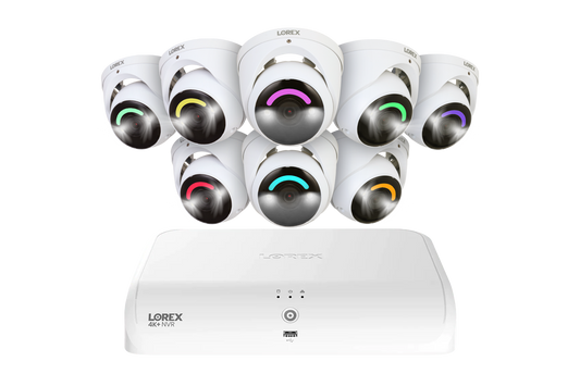 Lorex 4K+ 12MP 16 Camera Capable (8 Wired + 8 Fusion Wi-Fi ) 2TB Wired NVR System with H30 Smart Security Lighting Bullet Cameras - 8