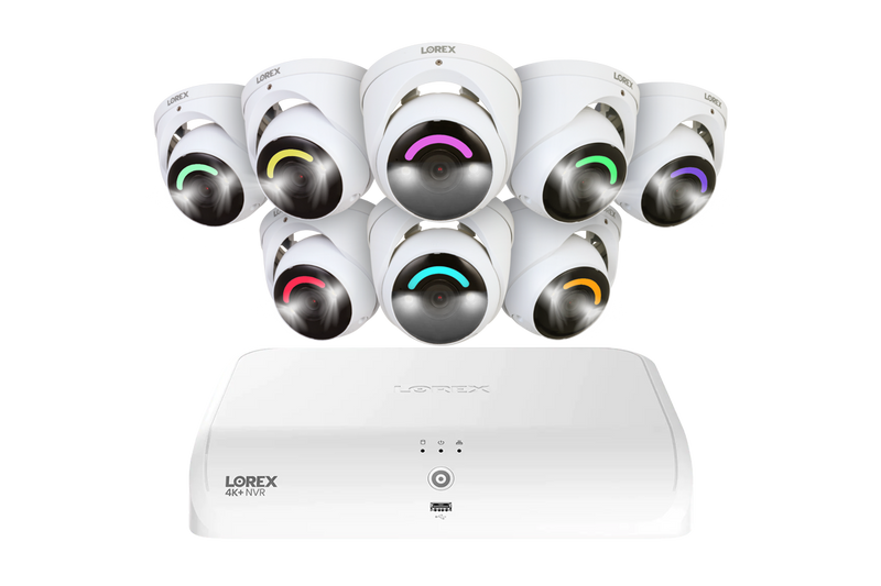 Lorex 4K+ 12MP 16 Camera Capable (8 Wired + 8 Fusion Wi-Fi ) 2TB Wired NVR System with H30 Smart Security Lighting Bullet Cameras - 8