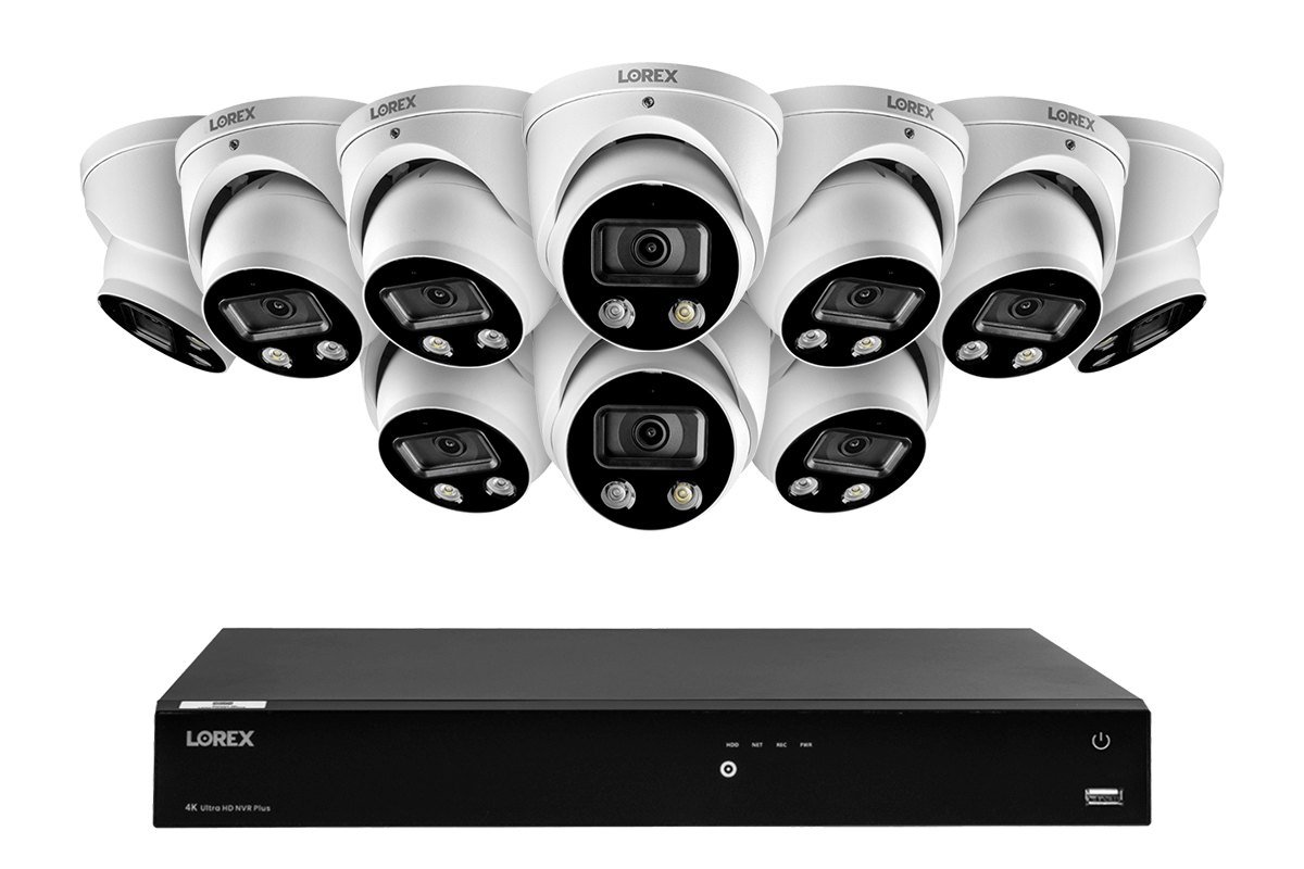 16-Channel 4K Ultra HD Fusion NVR IP System with 10 Smart Deterrence Dome Cameras