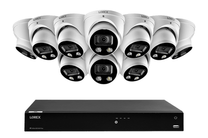 16-Channel 4K Ultra HD Fusion NVR IP System with 10 Smart Deterrence Dome Cameras