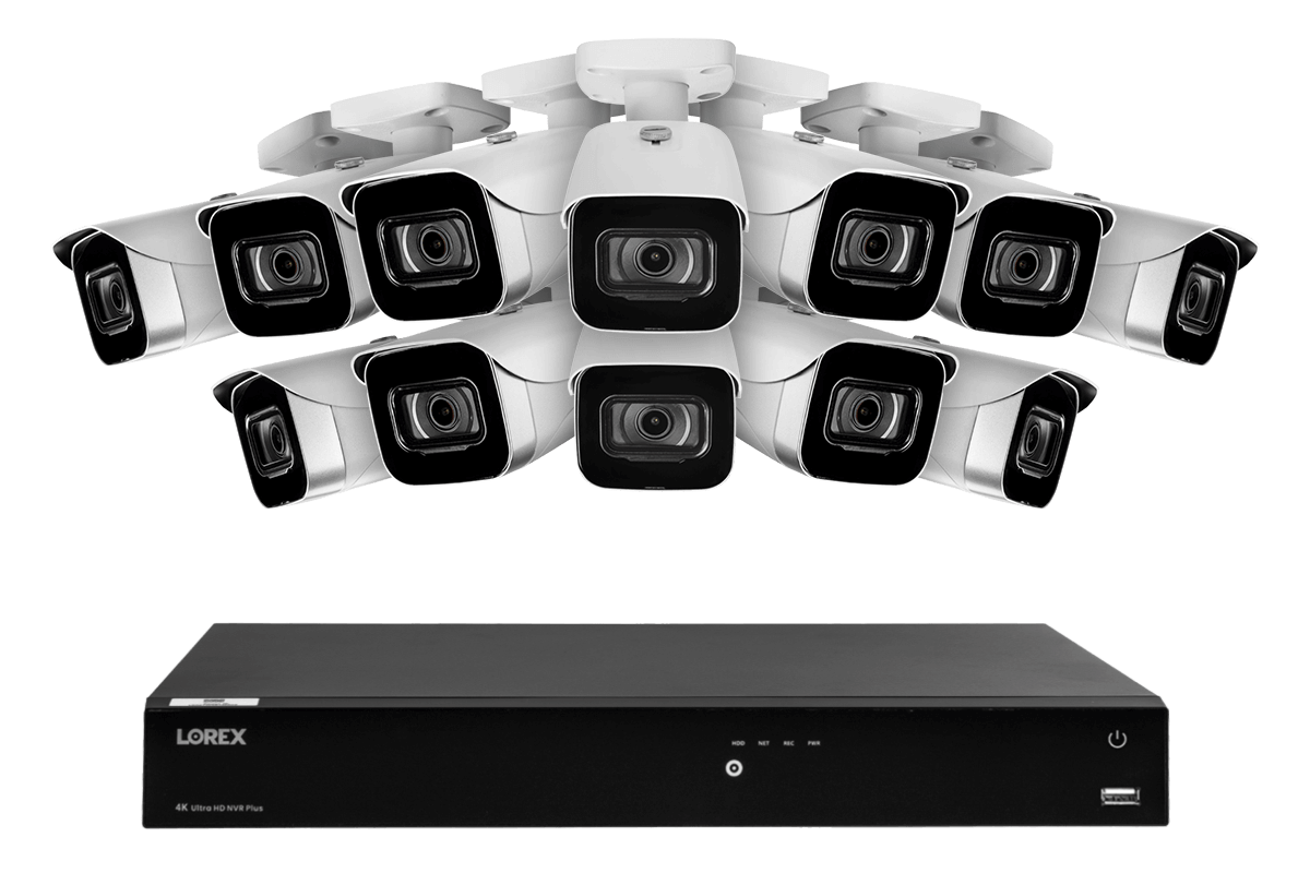Lorex Fusion 4K (16 Camera Capable) 4TB Wired NVR System with IP Bullet Cameras