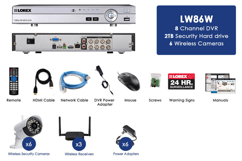 Wireless Camera System with 6 Cameras and 8 Channel DVR
