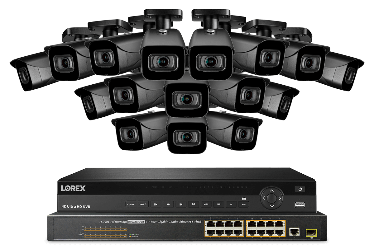 32-Channel NVR System with Sixteen 4K (8MP) IP Cameras