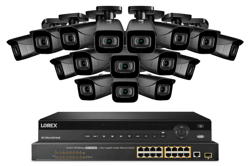 32-Channel NVR System with Sixteen 4K (8MP) IP Cameras