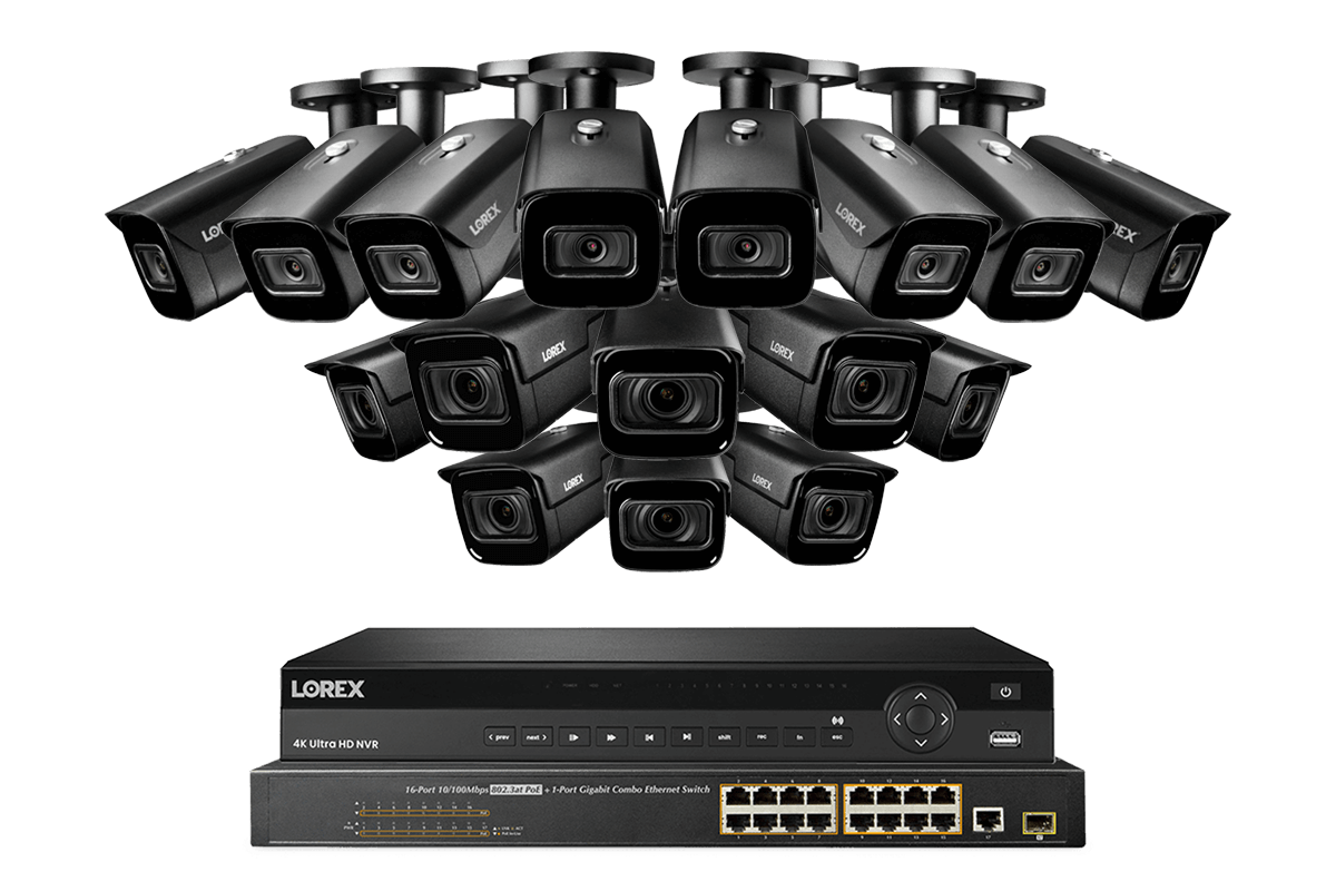 Lorex Nocturnal 4K 32-Channels 4TB NVR System with 8 Motorized Varifocal Cameras and 8 Audio Cameras