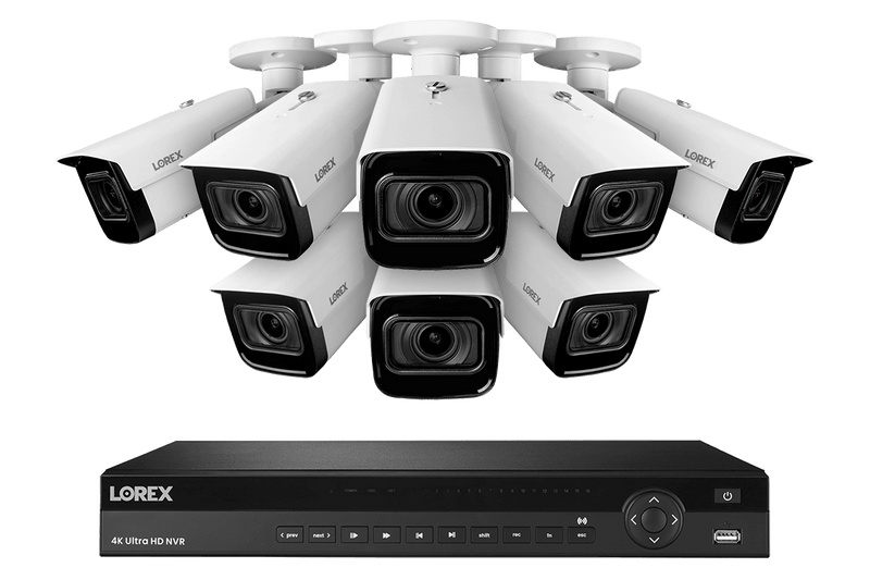 16-Channel Nocturnal NVR System with Eight 4K (8MP) Smart IP Optical Zoom Security Cameras with Real-Time 30FPS Recording