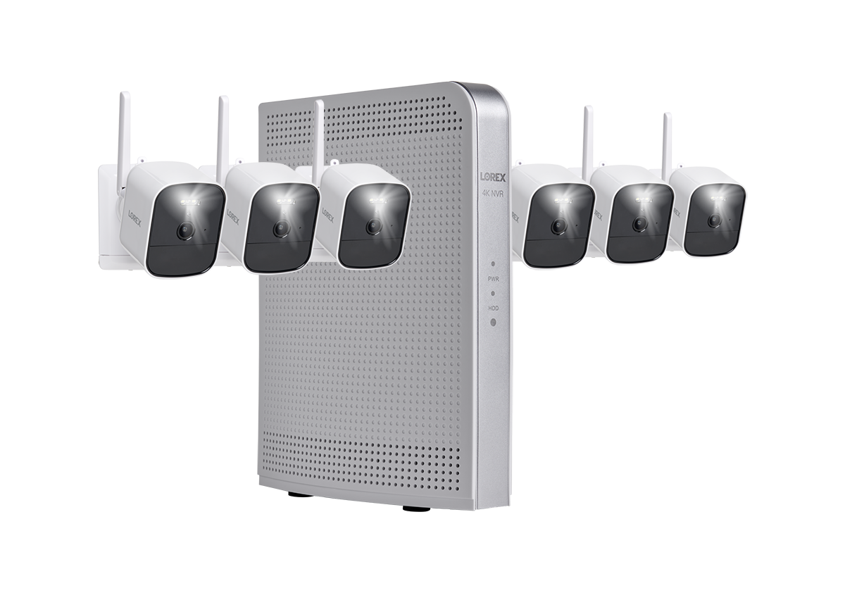 Lorex 4K NVR System with 6 White Battery-Operated Cameras