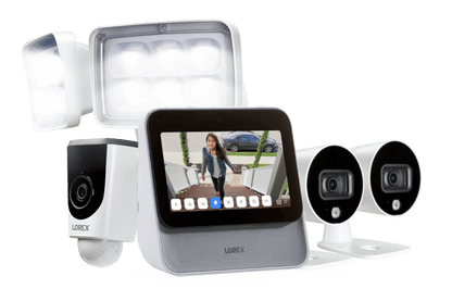 Lorex Smart Home Security Center with Two 1080p Outdoor Wi-Fi Cameras and Wi-Fi Floodlight Camera