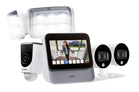 Lorex Smart Home Security Center with Two 1080p Outdoor Wi-Fi Cameras and Wi-Fi Floodlight Camera