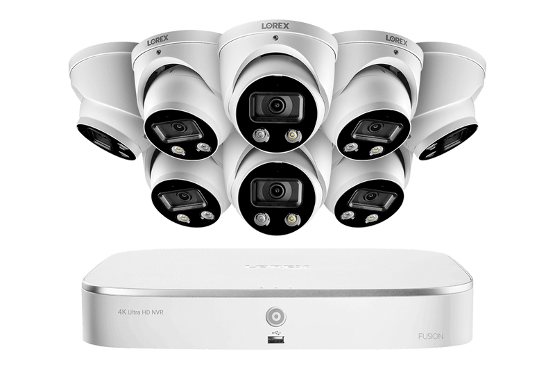 8-Channel 4K NVR System with 8 Smart Deterrence 4K (8MP) IP Dome Cameras