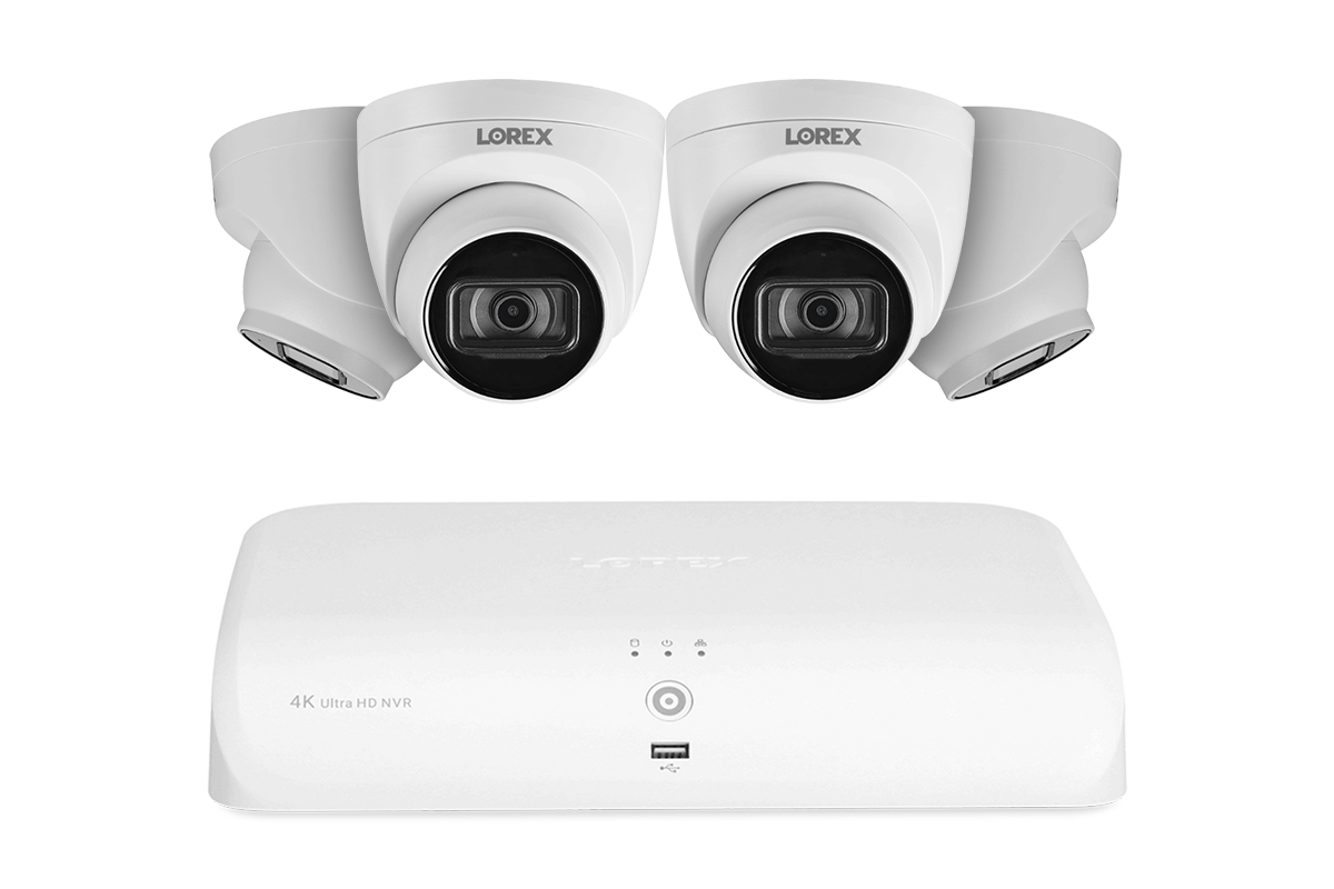 Lorex 4K (8 Camera Capable) 2TB NVR System with IP Audio Dome Cameras