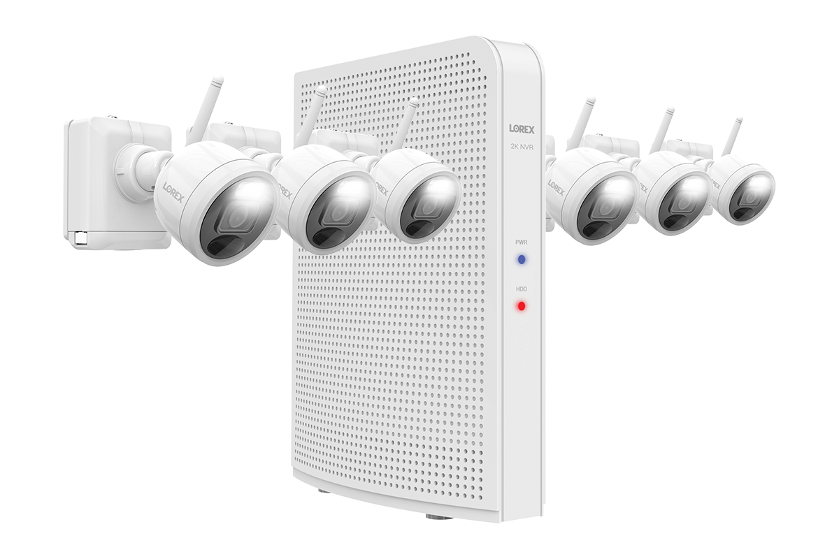 2K Wire-Free System with 6 Battery-Operated Active Deterrence Cameras and Person Detection